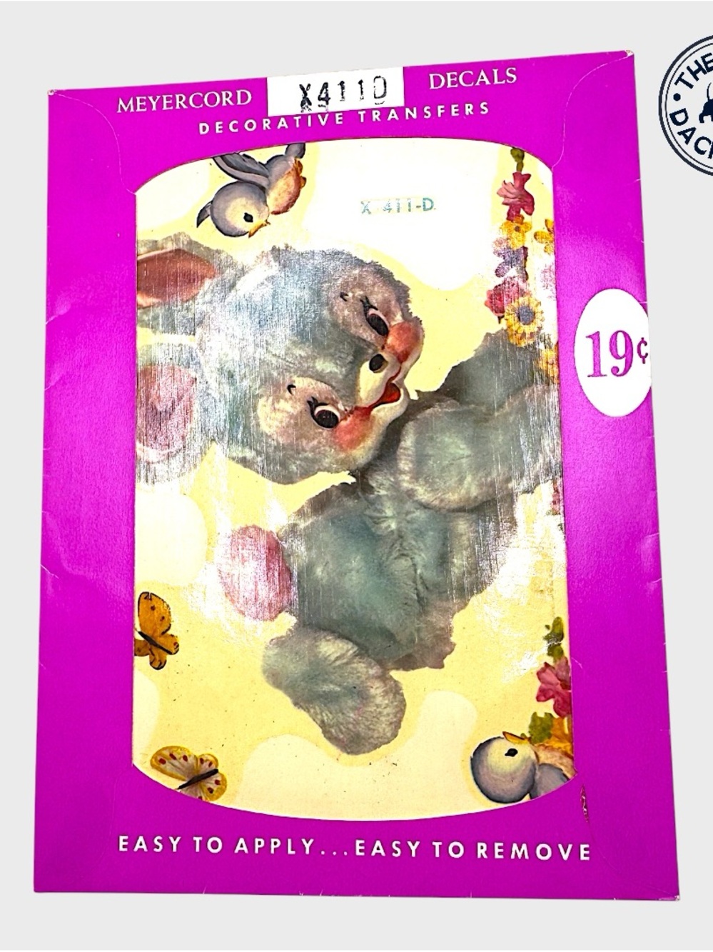 Vintage Small Meyercord Decorative Decals Bunny Transfer - Pink & Cream